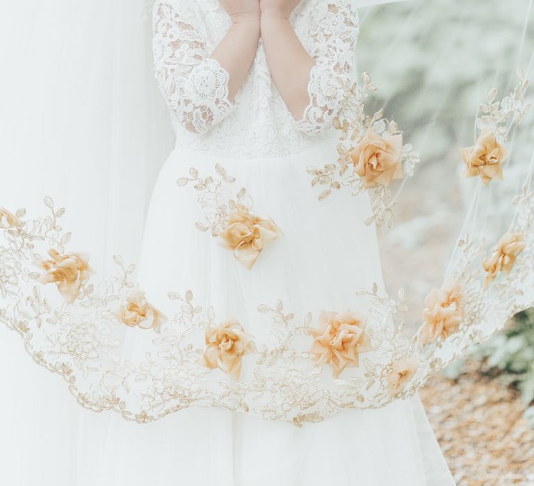 Flower Girl In White Dress // Disney Princess Bride Sleeping Beauty Inspired Wedding With Opulent Florals And Bride In Blush Pink With Images From Rebecca Carpenter Photography