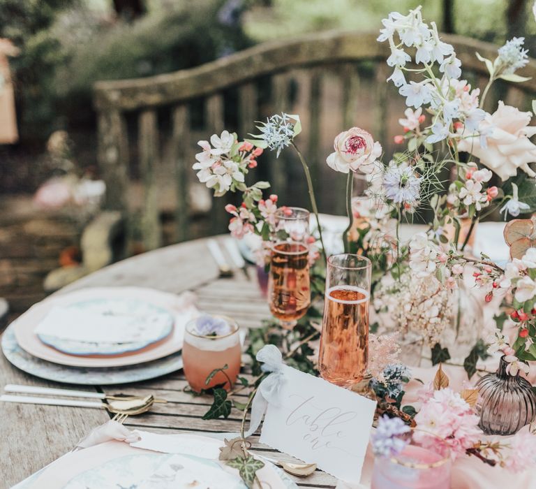 Romantic Table Scape Pink &amp; Rose Gold // Disney Princess Bride Sleeping Beauty Inspired Wedding With Opulent Florals And Bride In Blush Pink With Images From Rebecca Carpenter Photography