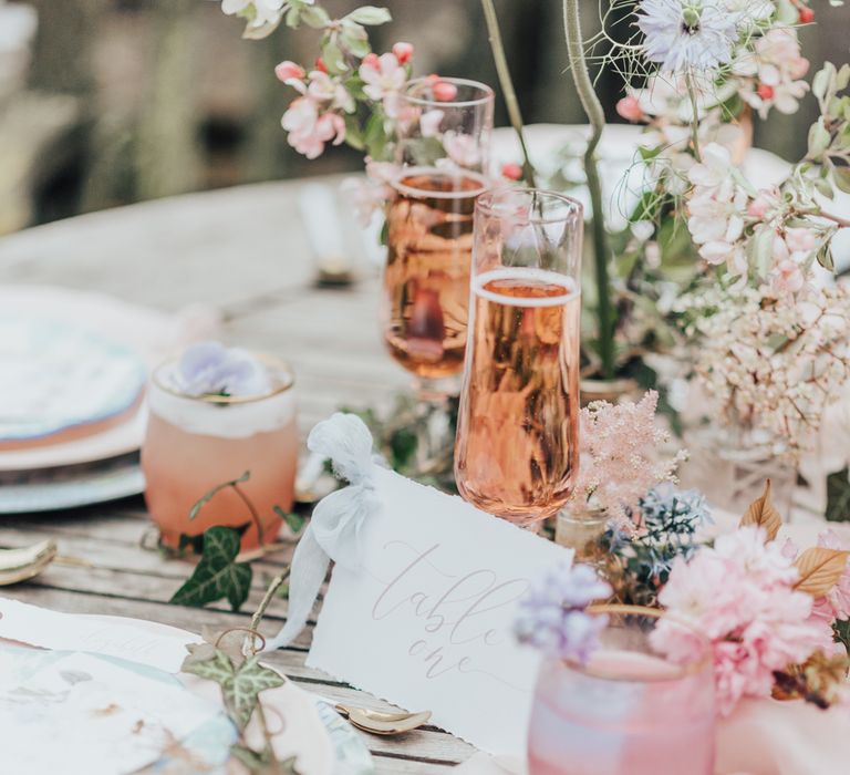 Romantic Table Scape Pink &amp; Rose Gold // Disney Princess Bride Sleeping Beauty Inspired Wedding With Opulent Florals And Bride In Blush Pink With Images From Rebecca Carpenter Photography