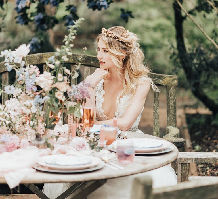 Disney Princess Bride Sleeping Beauty Inspired Wedding With Opulent Florals And Bride In Blush Pink With Images From Rebecca Carpenter Photography