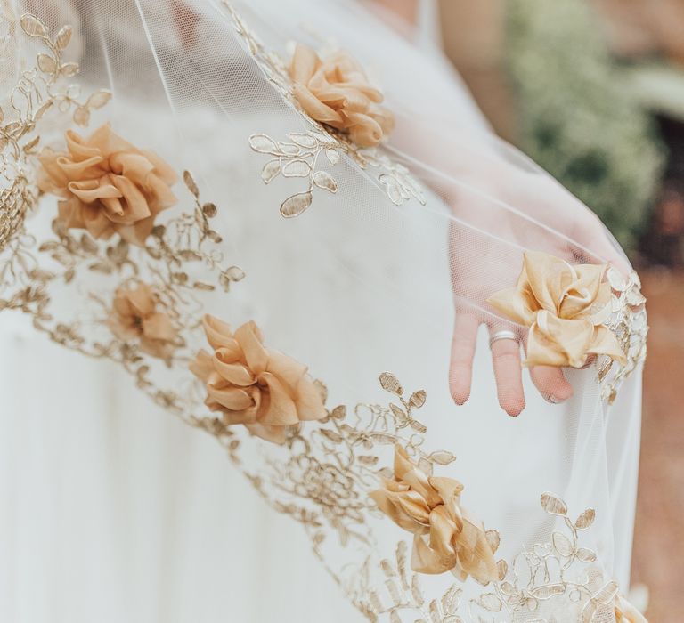 Floral Edged Veil // Disney Princess Bride Sleeping Beauty Inspired Wedding With Opulent Florals And Bride In Blush Pink With Images From Rebecca Carpenter Photography