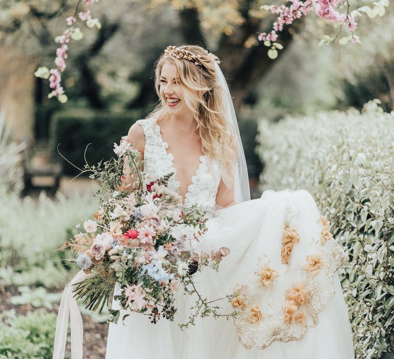 Disney Princess Bride Sleeping Beauty Inspired Wedding With Opulent Florals And Bride In Blush Pink With Images From Rebecca Carpenter Photography