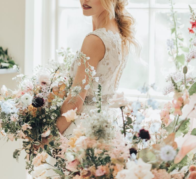 Disney Princess Bride Sleeping Beauty Inspired Wedding With Opulent Florals And Bride In Blush Pink With Images From Rebecca Carpenter Photography