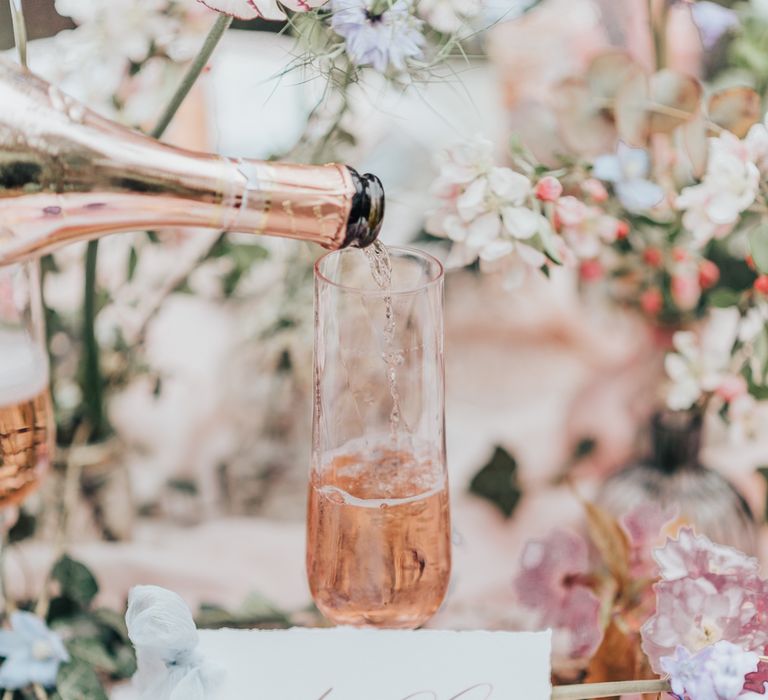 Romantic Table Scape Pink &amp; Rose Gold // Disney Princess Bride Sleeping Beauty Inspired Wedding With Opulent Florals And Bride In Blush Pink With Images From Rebecca Carpenter Photography