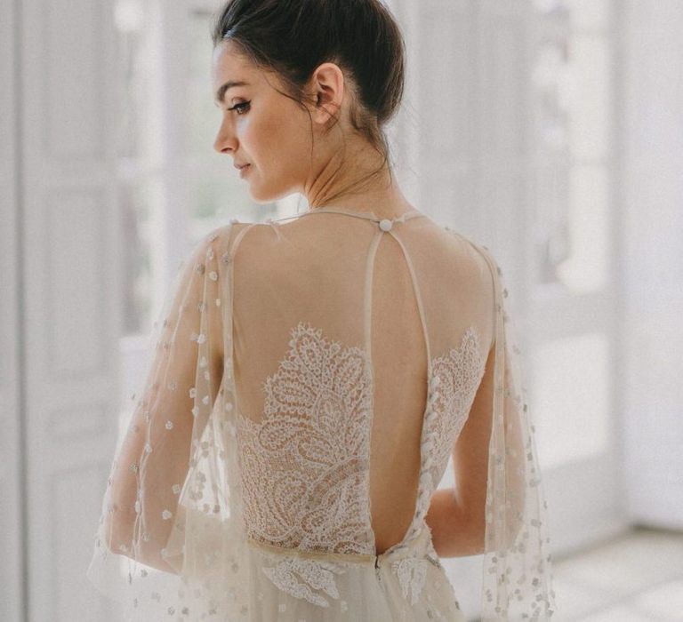 Delicate lace wedding dress with keyhole back detail