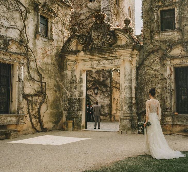 Bride and Groom First Look for Small Wedding