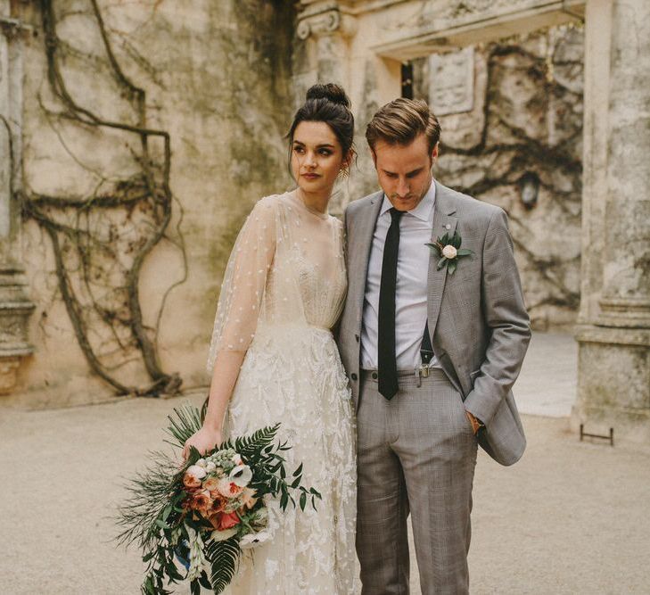 Stylish Bride and Groom at Small Wedding