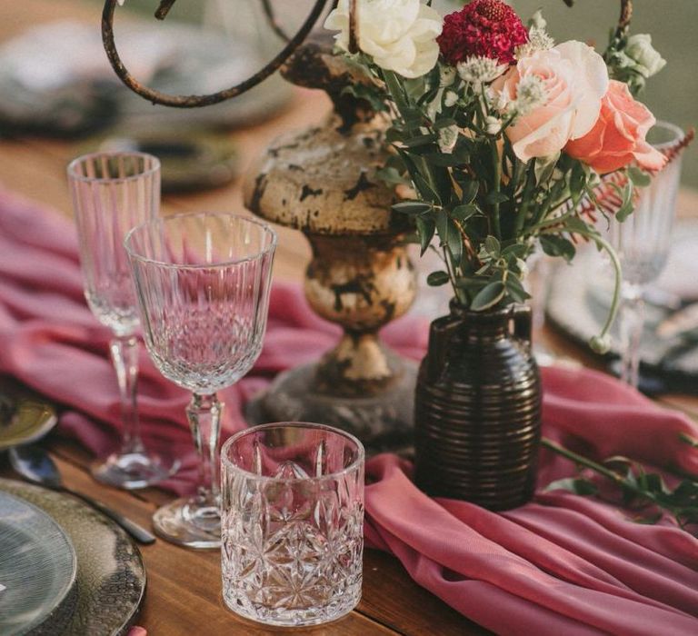 Crystal Tumbles and Wine Glasses for Wedding Table