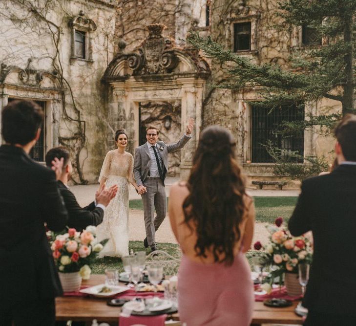 Bride and Groom arrival at Small Wedding Breakfast