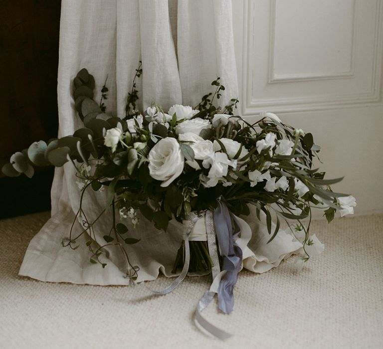 Greenery and White Flower Wedding Bouquet