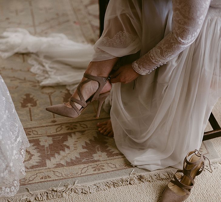 Beige Suede Wedding Shoes