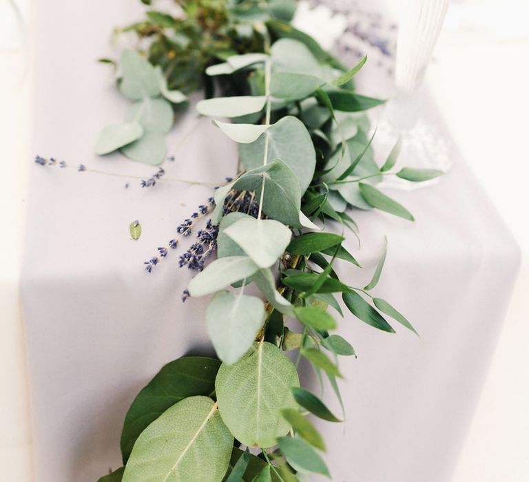 Grey Table Runner With Foliage