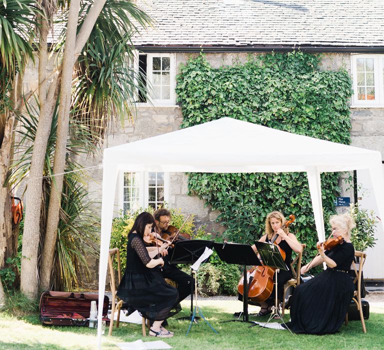 String Quartet Anglesey Wedding With Foliage Details And Skateboarding Groom And Bride In Emma Beaumont With Images From Emma Pilkington Weddings