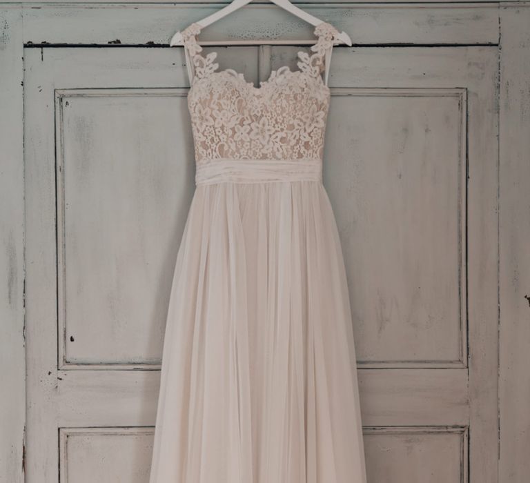 Stacey by Modeca Wedding Dress with Lace Bodice and Full Skirt