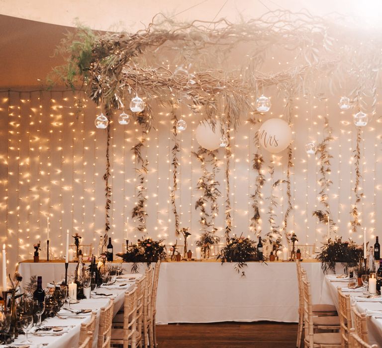 Fairy Light Curtain Top Table Back Drop