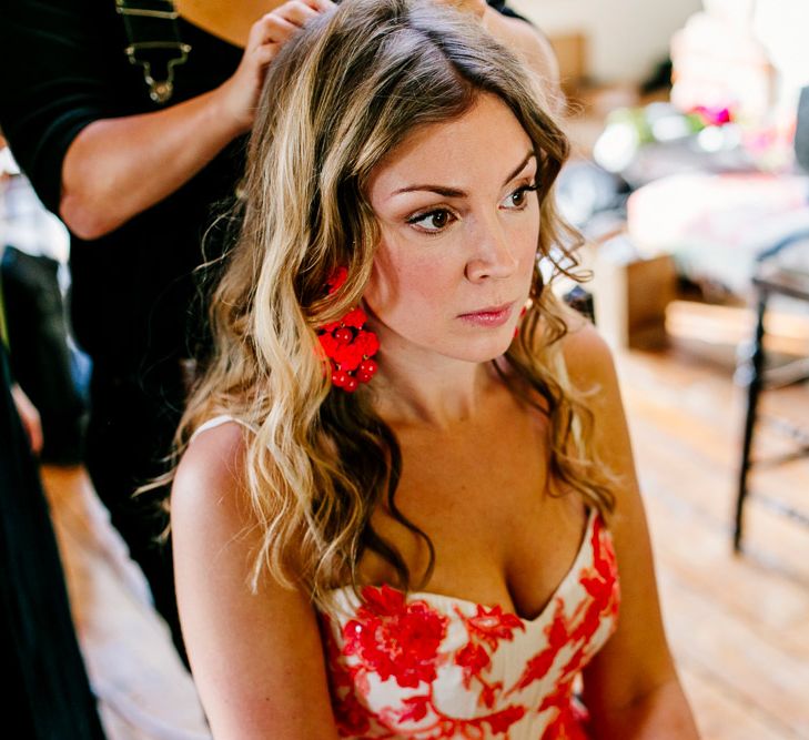 Wedding Morning Bridal Preparations | Bride in Joanne Fleming Design Gown | Colourful Alternative Winter Wedding at Upwaltham Barns, Sussex | Epic Love Story Photography