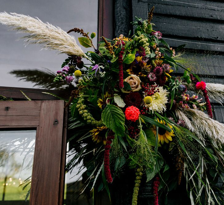 Wild Wedding Flowers | Colourful Alternative Winter Wedding at Upwaltham Barns, Sussex | Epic Love Story Photography