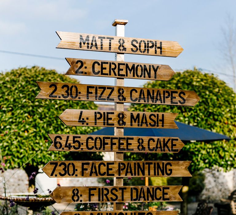 Wedding Sign | Colourful Alternative Winter Wedding at Upwaltham Barns, Sussex | Epic Love Story Photography