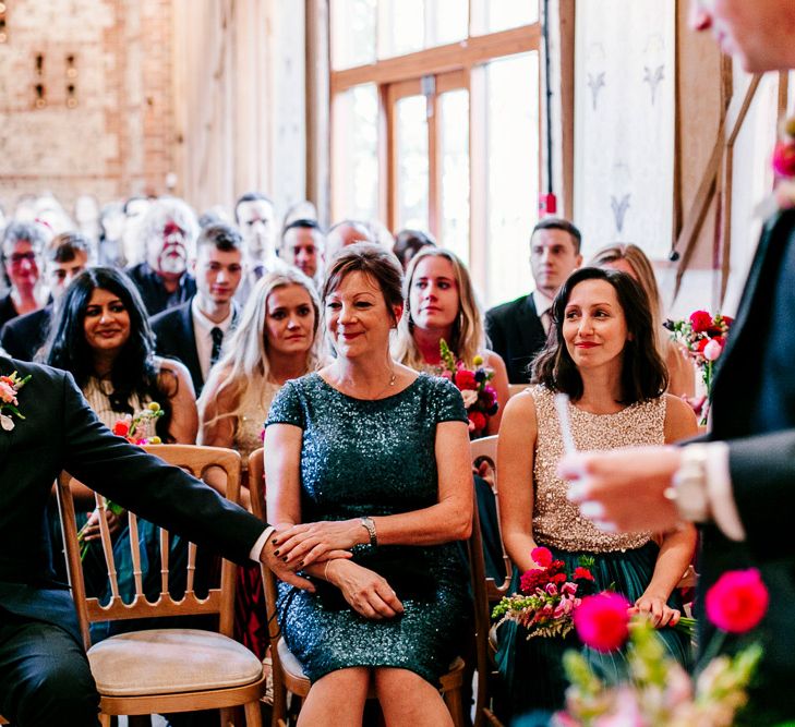 Wedding Ceremony | Colourful Alternative Winter Wedding at Upwaltham Barns, Sussex | Epic Love Story Photography