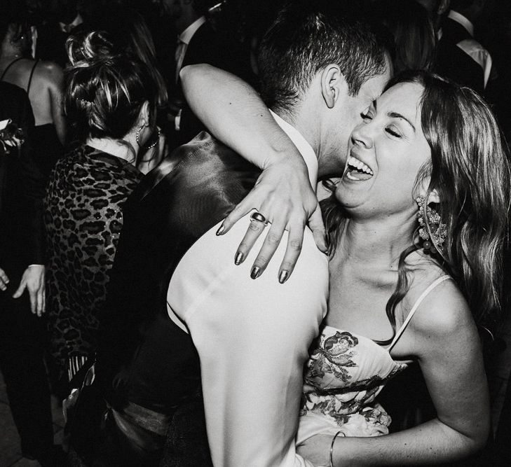 First Dance | Bride in Red &amp; White Joanne Fleming Design Wedding Dress | Groom in Suit Supply Suit | Colourful Alternative Winter Wedding at Upwaltham Barns, Sussex | Epic Love Story Photography