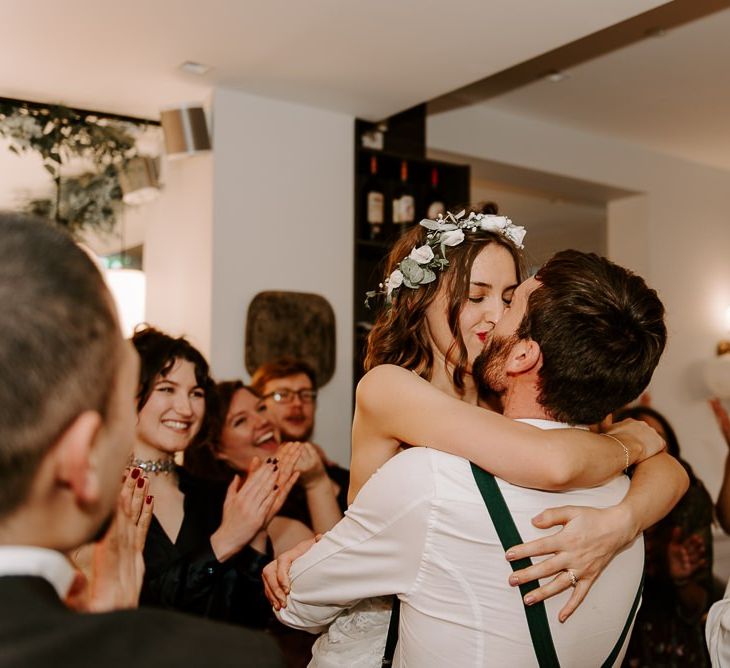 Bride and grooms first dance at intimate reception