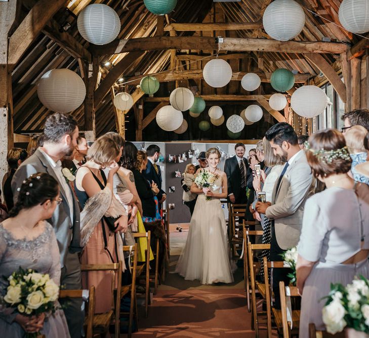 Wedding Ceremony | Bride in Essense of Australia Gown | Gold, Grey &amp; Green Rustic Wedding at The Gilbert White’s 16th Century Hampshire Barn | Joasis Photography