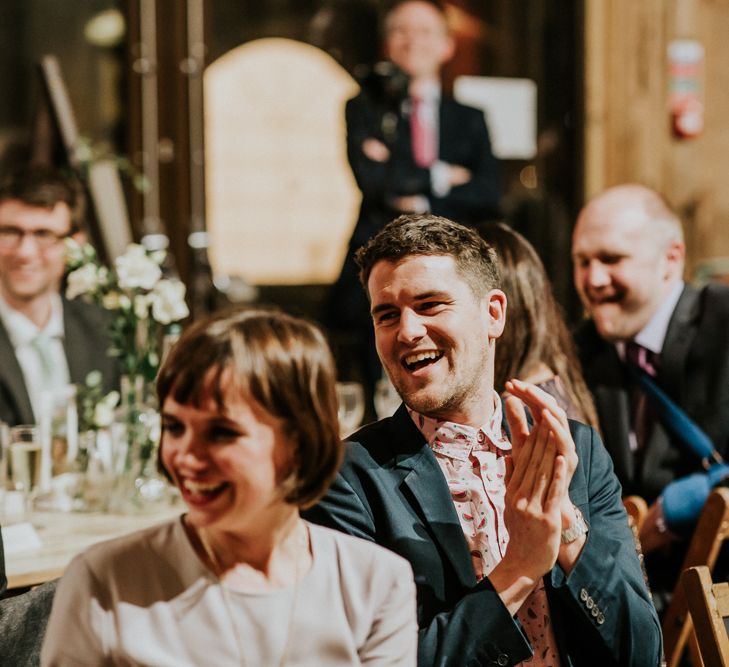 Wedding Guests | Gold, Grey &amp; Green Rustic Wedding at The Gilbert White’s 16th Century Hampshire Barn | Joasis Photography