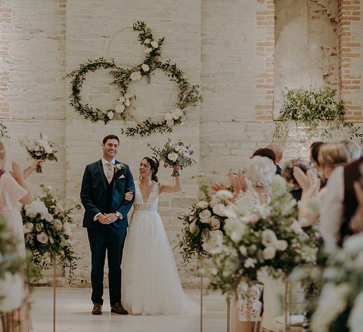 Bride and groom at Tithe Barn Petersfield