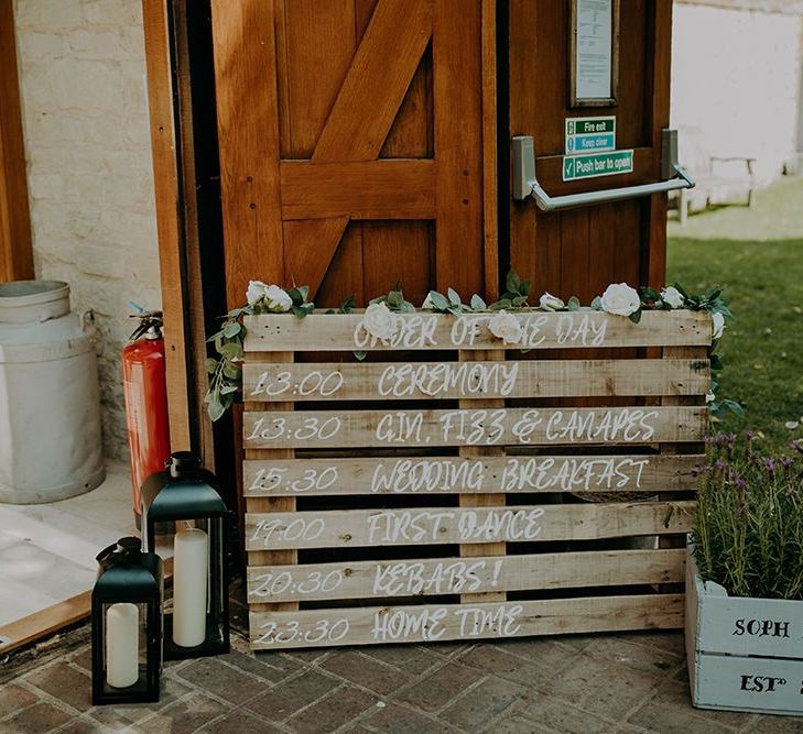 DIY wedding decor with rustic wooden palette