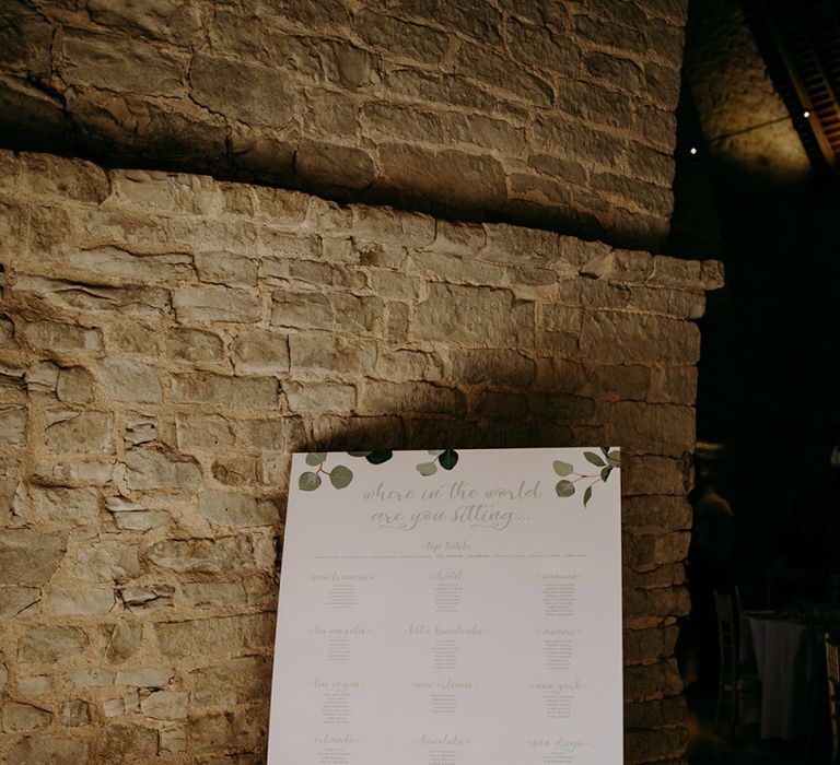 Eucalyptus theme wedding stationery and seating chart