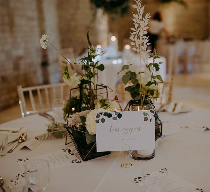 Wedding table decor with flowers and candles