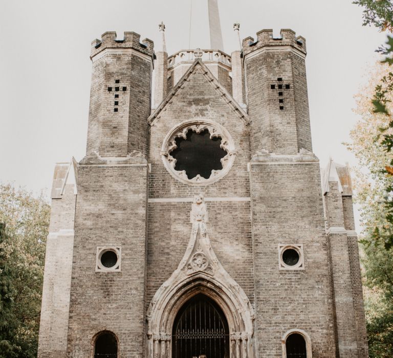 Bride and Groom Portrait outside the Church