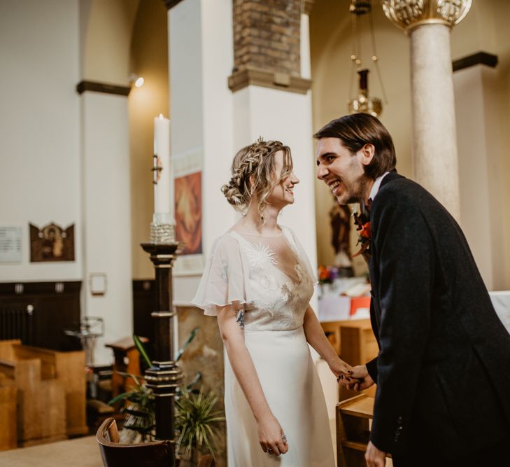 Bride and Groom at their Church Wedding Ceremony