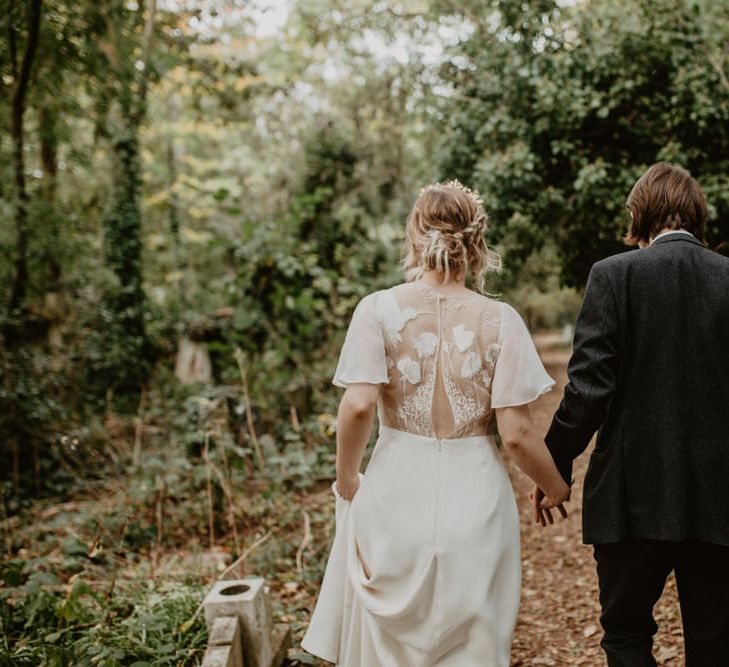 Bride and Groom Wedding Picture in the Forest