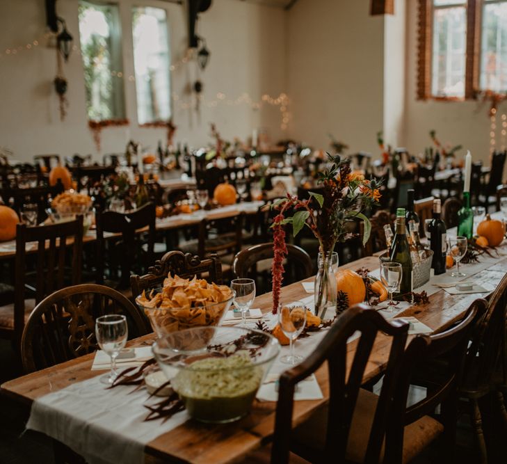 Autumn Wedding Table Decor with Pumpkins