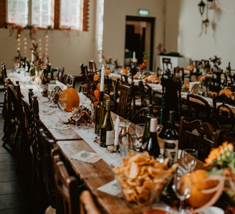 Brown and Orange Wedding Reception Decor