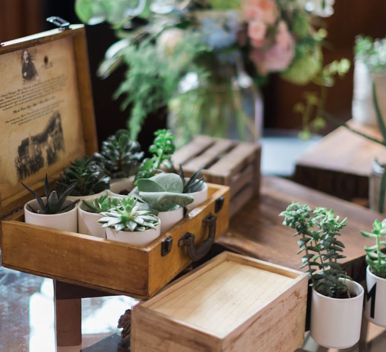 Succulents in Wooden Box | Large Pastel Bouquet in Glass Vase | Neon Sign and Marine Green Rewritten Bridesmaids Dresses with Lace Cape Grace Loves Lace Gown | Alain Mbouche Photography