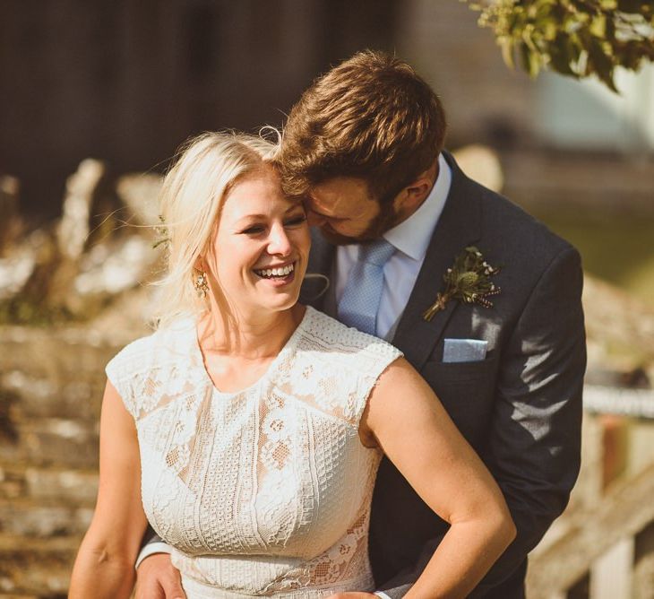 Bride and groom at Almonry Barn wedding