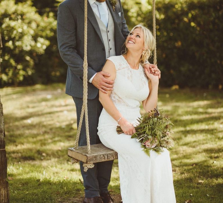 Bride and groom steal a moment to themselves