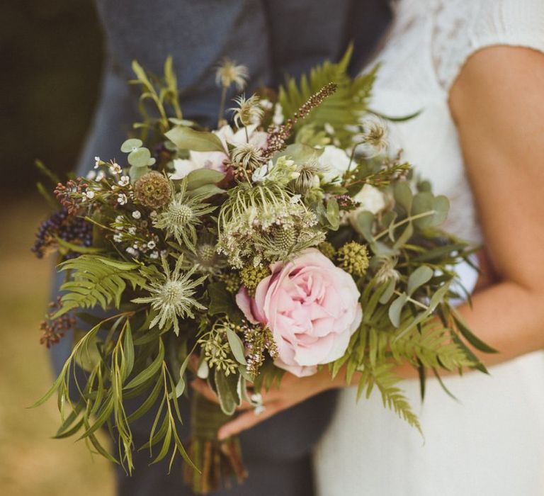 Flower and foliage wedding bouquet for bride