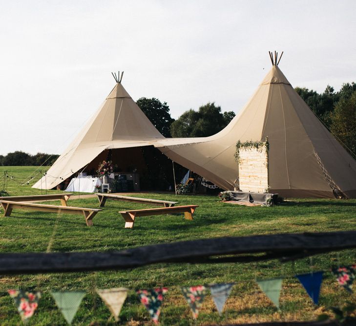 Top Hat Tipi Wedding  in a Field