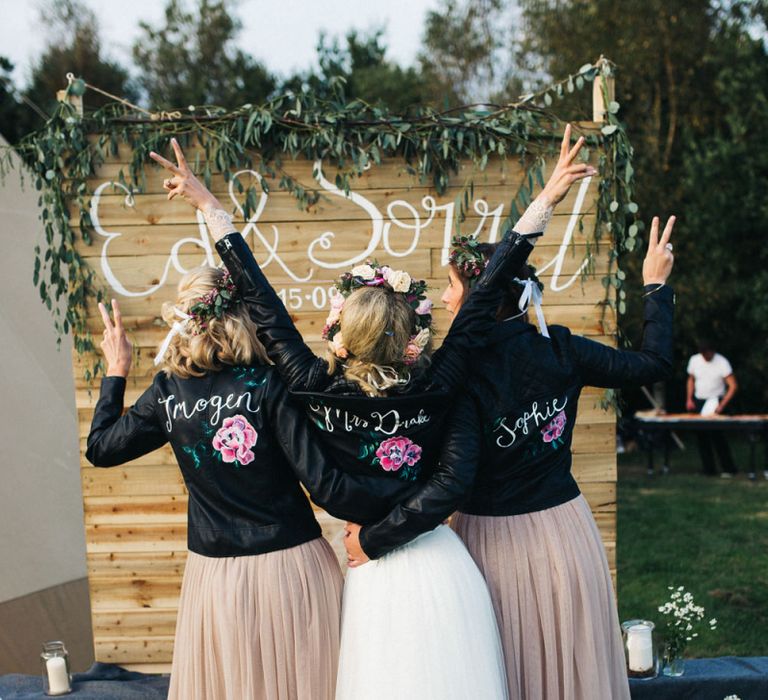 Bridal Party in Personalised Hand-Painted Leather Jackets