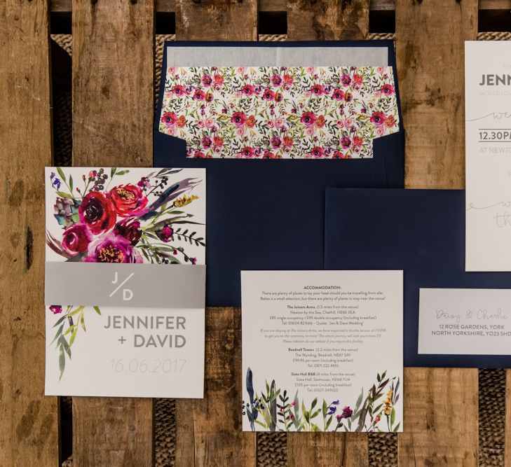 Floral Stationery Suite // Sperry Tent Wedding With Romantic Meadow Inspired Styling