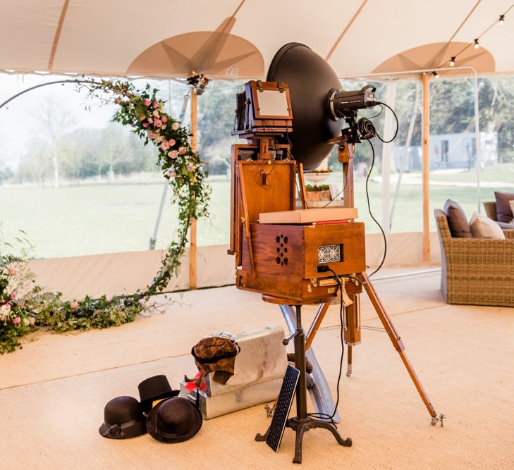 Photo Booth Set Up For Sperry Tent // Sperry Tent Wedding With Romantic Meadow Inspired Styling