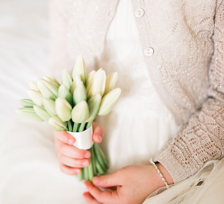 White Tulip Wedding Bouquet | Spring Wedding Colours for 2019 | Pure &amp; Simple White &amp; Green Spring Wedding Inspiration by The Country Flower Company | Summer Lily Photography