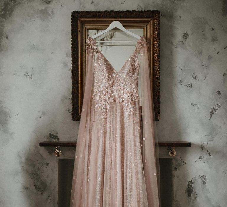 Blush Pink Embellished Wedding Dress By Julita London // Image By James Frost Photography