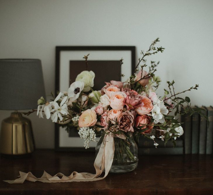 Rose, Ranunculus, Anemone And Blossom Wedding Bouquet By 3acre Blooms // Image By James Frost Photography