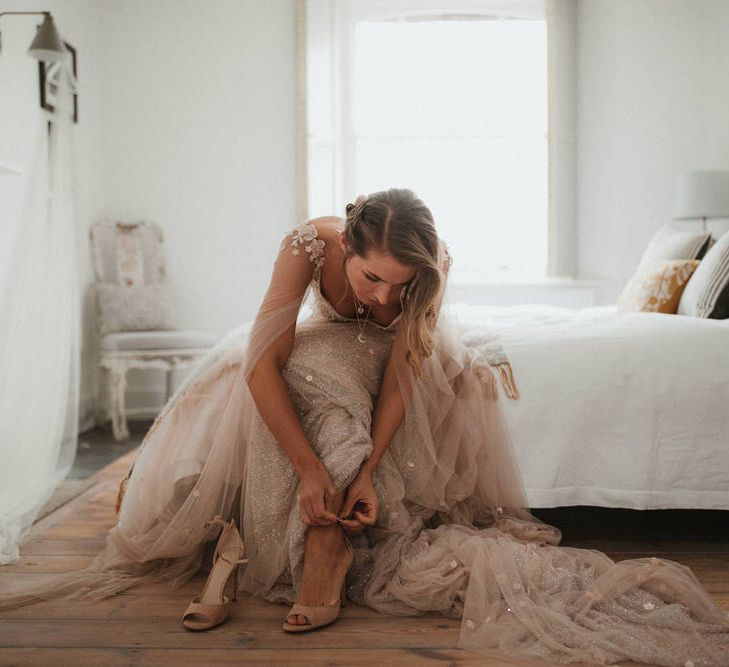 Blush Pink Tulle Wedding Dress By Julita London // Image By James Frost