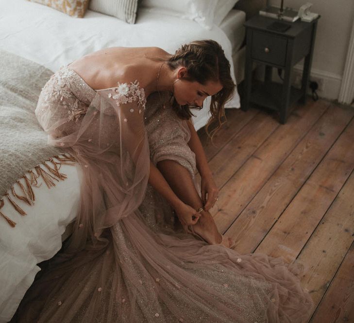 Blush Pink Tulle Wedding Dress By Julita London // Image By James Frost