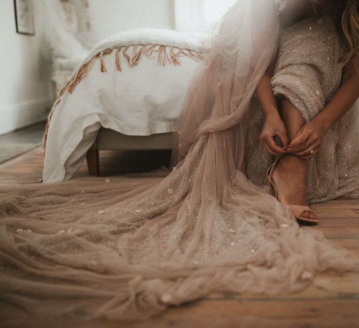 Blush Pink Tulle Wedding Dress By Julita London // Image By James Frost